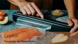  Presentation with packs - Presentation having young-man-vacuum-packs-two background and a red colored foreground