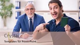  Presentation with embassy - Slides consisting of young-man-visiting-embassy background and a coral colored foreground