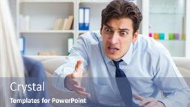  Presentation with psychiatrist - Colorful PPT theme enhanced with young-man-visiting-psychiatrist-doctor backdrop and a ocean colored foreground