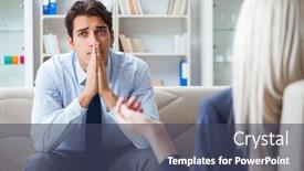  Presentation with psychiatrist - Beautiful presentation featuring young man visiting psychiatrist doctor for consultation backdrop and a ocean colored foreground