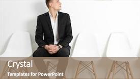  Presentation with interview - PPT theme enhanced with young man waiting for interview indoors background and a coral colored foreground