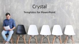  Presentation with job interview - Amazing slide deck having young man waiting for job backdrop and a light gray colored foreground