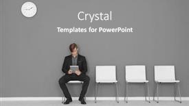  Presentation with job interview - PPT layouts consisting of young man waiting for job interview in hall background and a gray colored foreground
