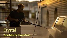  Presentation with car - Colorful presentation design enhanced with young-man-washing-his-beloved backdrop and a tawny brown colored foreground