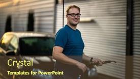  Presentation with car - Slides featuring young-man-washing-his-beloved background and a tawny brown colored foreground