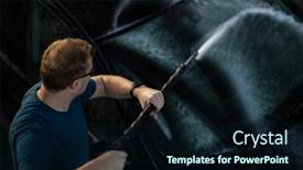  Presentation with car service - Presentation theme with young-man-washing-his-car background and a wine colored foreground