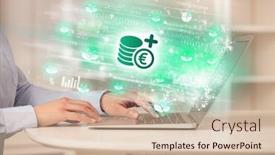  Presentation with stock market - Slide set having young-man-watching-stock-market background and a soft green colored foreground