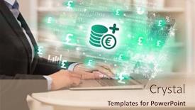  Presentation with stock market - Theme having young-man-watching-stock-market background and a soft green colored foreground