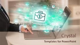  Presentation with stock market - PPT theme enhanced with young-man-watching-stock-market background and a coral colored foreground