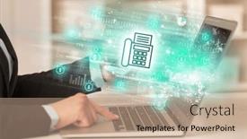  Presentation with stock market - Presentation theme having young-man-watching-stock-market background and a coral colored foreground