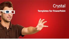  Presentation with glasses - Colorful PPT theme enhanced with young man wearing 3d glasses backdrop and a crimson colored foreground