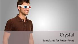  Presentation with happy birthday 70 - PPT theme with young man wearing 3d glasses background and a light gray colored foreground