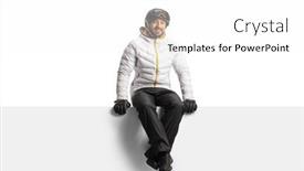  Presentation with skiing - Slide set with young-man-wearing-a-skiing background and a white colored foreground