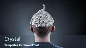  Presentation with hat - Audience pleasing presentation design consisting of young man wearing a tin foil hat backdrop and a tawny brown colored foreground