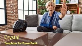  Presentation with accident - Slide deck consisting of young-man-wearing-arm background and a tawny brown colored foreground