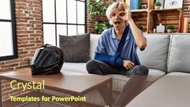  Presentation with accident - Presentation theme featuring young-man-wearing-arm background and a tawny brown colored foreground