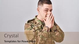  Presentation with bad breath - Presentation theme with young-man-wearing-camouflage-army background and a coral colored foreground