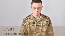  Presentation with bible army - Slides featuring young-man-wearing-camouflage-army background and a coral colored foreground