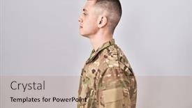  Presentation with army - Slides consisting of young-man-wearing-camouflage-army background and a coral colored foreground