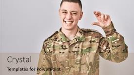  Presentation with army - Slides consisting of young-man-wearing-camouflage-army background and a coral colored foreground