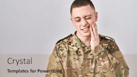  Presentation with army - Presentation enhanced with young-man-wearing-camouflage-army background and a coral colored foreground