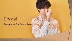  Presentation with breath - PPT theme having young-man-wearing-casual-summer background and a yellow colored foreground