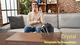  Presentation with cervical - Theme consisting of young-man-wearing-cervical-collar background and a coral colored foreground