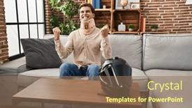  Presentation with cervical - Presentation featuring young-man-wearing-cervical-collar background and a coral colored foreground