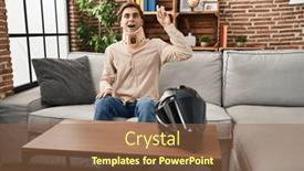  Presentation with cervical - Presentation design with young-man-wearing-cervical-collar background and a tawny brown colored foreground