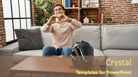  Presentation with cervical - Presentation design with young-man-wearing-cervical-collar background and a coral colored foreground