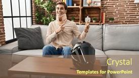  Presentation with cervical - Slide deck with young-man-wearing-cervical-collar background and a coral colored foreground