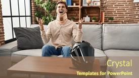  Presentation with cervical - PPT layouts enhanced with young-man-wearing-cervical-collar background and a coral colored foreground