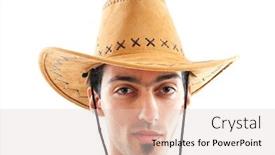  Presentation with cowboy hat - PPT theme featuring young man wearing cowboy hat on white background and a lemonade colored foreground