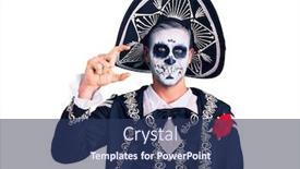  Presentation with day dead - PPT theme having young-man-wearing-day background and a ocean colored foreground