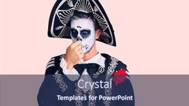  Presentation with day dead - Cool new slide deck with young-man-wearing-day backdrop and a navy blue colored foreground