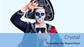  Presentation with day dead - Colorful theme enhanced with young-man-wearing-day backdrop and a light blue colored foreground