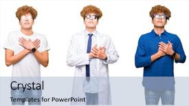  Presentation with different - Colorful PPT layouts enhanced with young man wearing different look backdrop and a  colored foreground