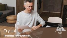  Presentation with home documents - Cool new presentation theme with young-man-wearing-earphones-trying backdrop and a coral colored foreground