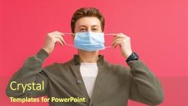  Presentation with 2019 - Slide deck having young-man-wearing-facemask-during background and a tawny brown colored foreground