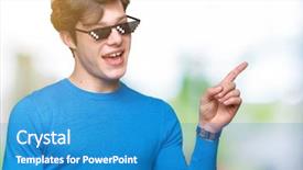  Presentation with fun and smile - PPT layouts with young man wearing funny thug background and a teal colored foreground