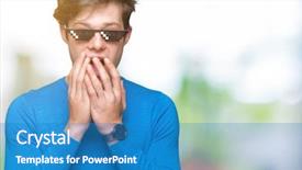  Presentation with life insurance concept leaflets - Slide deck featuring young man wearing funny thug background and a teal colored foreground