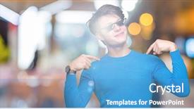  Presentation with fun and smile - Audience pleasing PPT theme consisting of young man wearing funny thug backdrop and a teal colored foreground