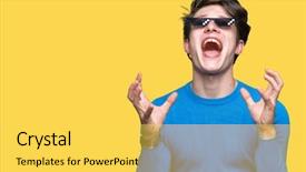  Presentation with funny - Slide deck with young man wearing funny thug background and a yellow colored foreground