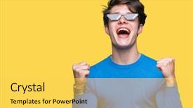  Presentation with funny - Slide deck with young man wearing funny thug background and a yellow colored foreground