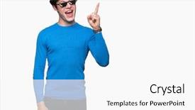  Presentation with one young man exercising handball - Audience pleasing PPT theme consisting of young man wearing funny thug backdrop and a white colored foreground