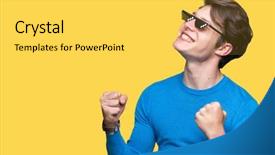  Presentation with celebration life - Slide set consisting of young man wearing funny thug background and a yellow colored foreground