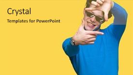  Presentation with happy life - Colorful presentation theme enhanced with young man wearing funny thug backdrop and a  colored foreground