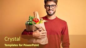  Presentation with yellow paper - PPT layouts enhanced with young-man-wearing-glasses-holding background and a tawny brown colored foreground