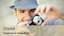  Presentation with young man wearing a hat - Theme with young man wearing hat taking background and a soft green colored foreground