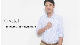  Presentation with studio - Presentation consisting of young-man-wearing-in-striped background and a white colored foreground